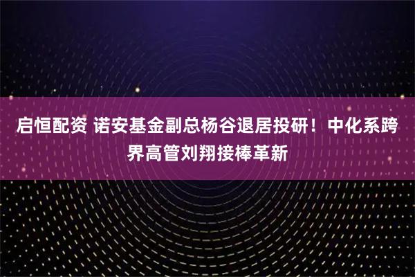 启恒配资 诺安基金副总杨谷退居投研！中化系跨界高管刘翔接棒革新