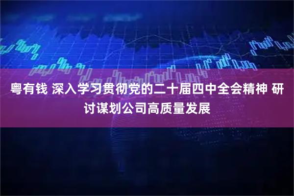 粤有钱 深入学习贯彻党的二十届四中全会精神 研讨谋划公司高质量发展